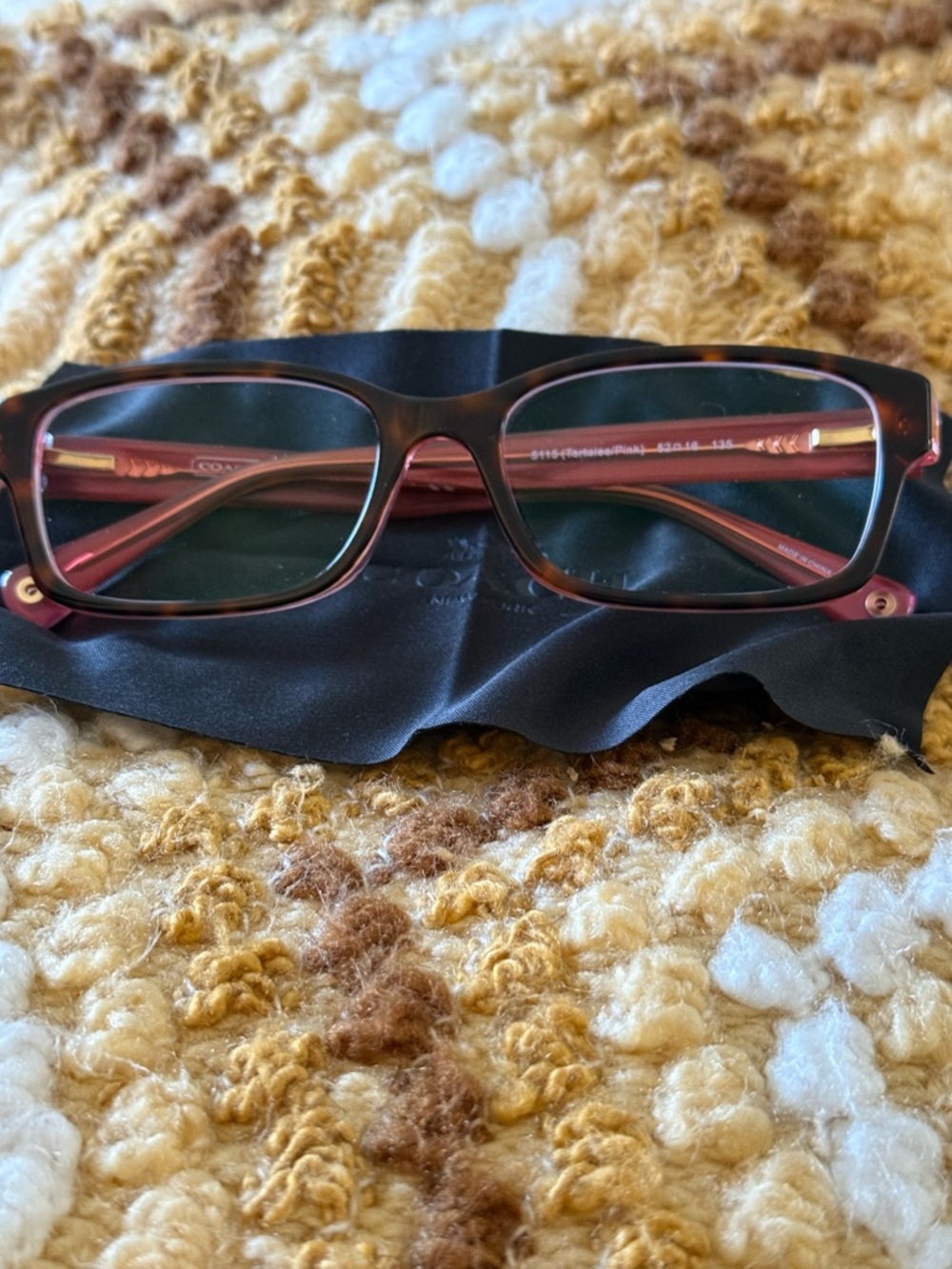 Coach Brooklyn Rectangle Shaped Glasses in Pink/Tortoise - Picture 2 of 10